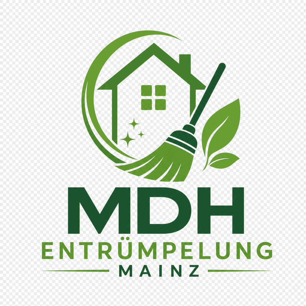 Logo design for MDH Entrümpelung Mainz with a green color scheme and transparent background.